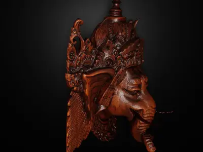 Ganesha Wooden Head 3D print model