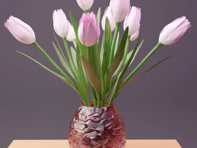 Tulips vase Low-poly 3D model