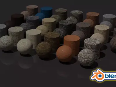 Free Blender Brick and Walls Materials Pack Free low-poly 3D model