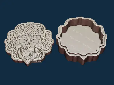 V-Carved Skull Jewelry Box - Digital Files for CNC Router 3D print model