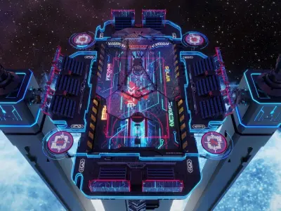 Futuristic  Scifi Space Basketball court 3D model