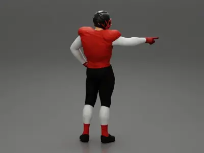 Rugby player standing pointing to the ball 3D print model