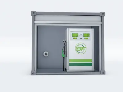 Steel Container with a Fuel Dispenser Station Inside 3D model