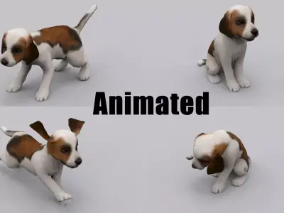 animated dog Low-poly 3D model