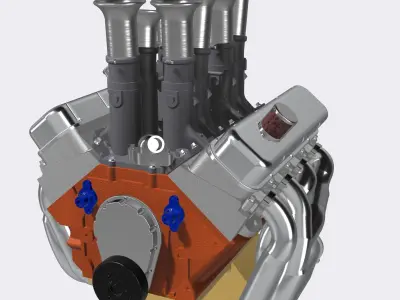 Kinsler Injected Big Block Chev uneven stacks N Magneto 3D print model