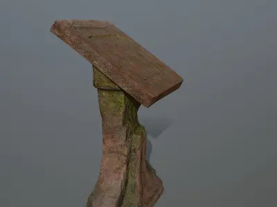 lectern wooden bench Low-poly 3D model