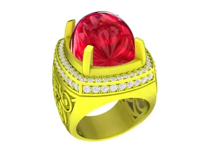 7921 luxury ruby diamond men ring 3D print model