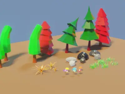 Lowpoly nature pack Free low-poly 3D model