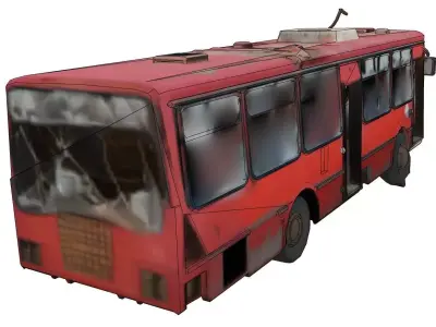 Abandoned bus in ruins 3D model