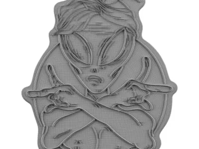 Alien Neon Sign 3D model