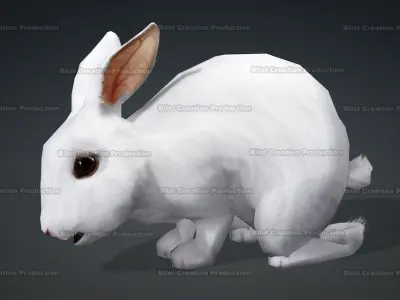 WHITE RABBIT ANIMATED Low-poly 3D model