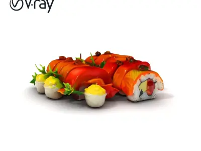 Sushi Platter D Model Pack for Realistic Rendering Low-poly 3D model