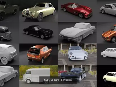 60s 70s cars 3D Model Pack