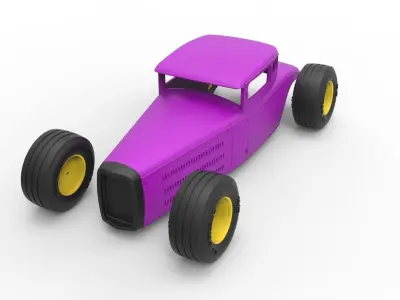 Shell and wheels for Hot rod Scale 1 to 24 3D print model