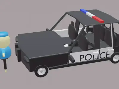 police car Low-poly 3D model 2