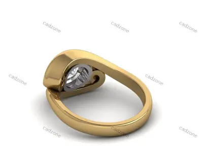 Elegant Swirl Bezel Set Diamond Ring-3D Model 3D print model