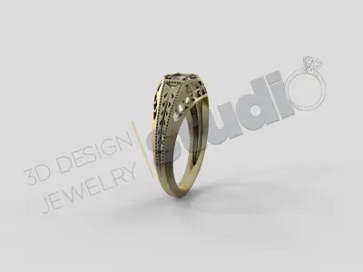  Vintage style ring 3d model 3D print model