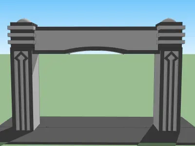 pendopo archway in middle of grassy field 3D model