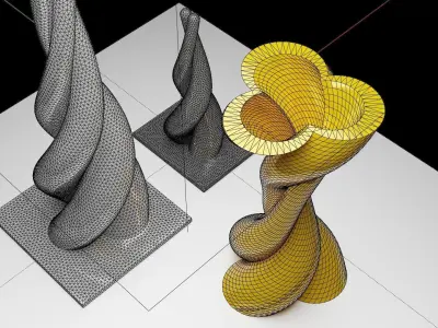 Twisted Spiral three Sculptures 3D print model