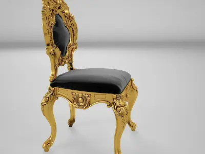 001golden ornamental chair render ready vray  3D model