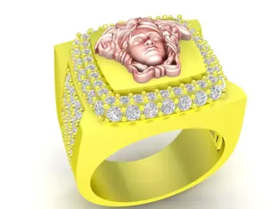 Luxury Medusa Head Diamond Ring for Men 94a 3D print model