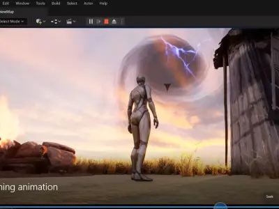 Blackhole and VFX scene and windmill animation Low-poly 3D model