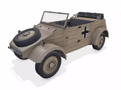 Type 82 Kubelwagen WWII German Military Car Low-poy PBR Low-poly 3D model
