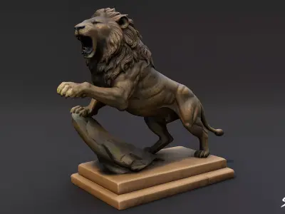Lion Statue V10 Low-poly 3D model
