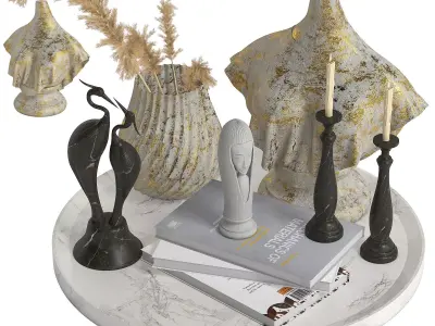 Decorative set bust with gold paint 3D model