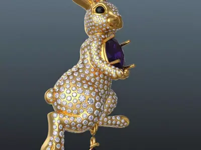 Bunny Rabbit Pendant Brooch 3D print model