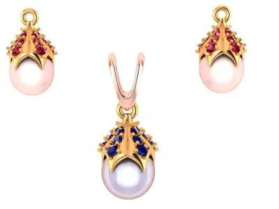 Pearl Pendant and Earrings 3D print model