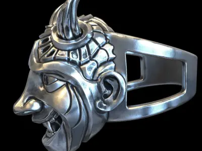 skull ring jewelry Demon  vol3  3D print model