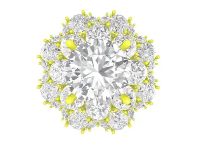 A7190 Luxury Diamond Flower Engagement Ring For Women 3D Model 3D print model
