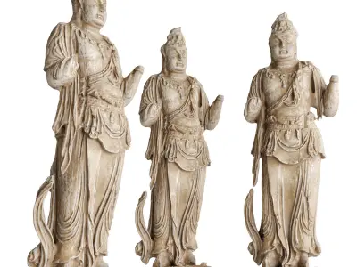 Standing Buddha bodhisattva sculpture Low-poly 3D model