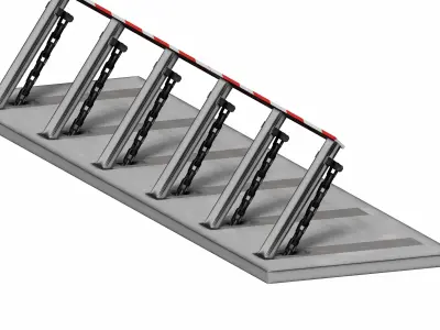 Metal chain car barricade Low-poly 3D model