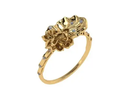 The lotus flower ring 3D print model