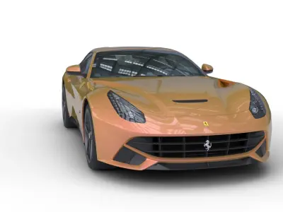 Ferarri F12 Berlinetta Realistic Vehicle with Interior Low-poly 3D model