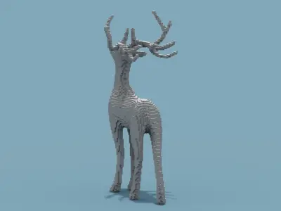 Voxel Deer Low-poly 3D model