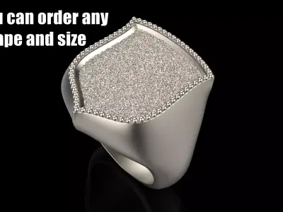 shield man signet ring model 586 3D print model