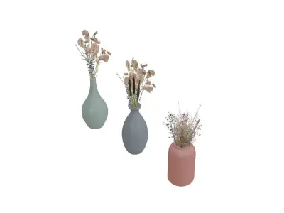 low poly Flower vase set for interiors Low-poly 3D model