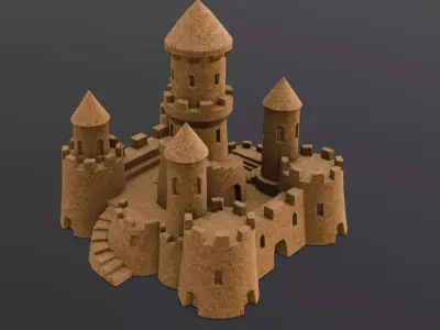 Sandcastle 3D Model Low-poly 3D model
