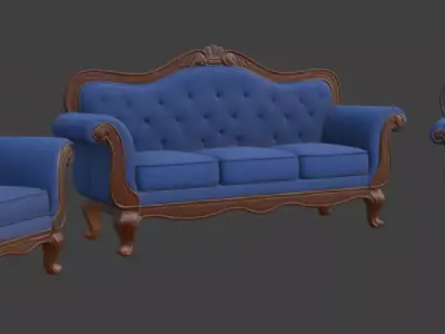 Cartoon style sofa set 3D model