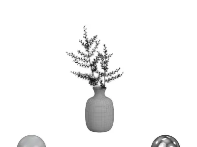 A set of branches in vases 3D model