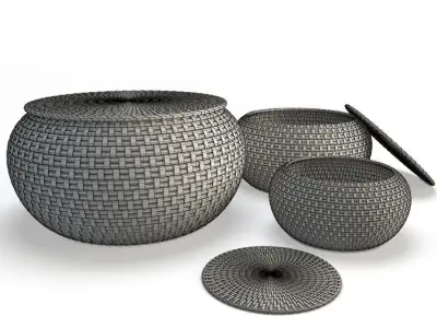 Rattan Braided Baskets 3D model