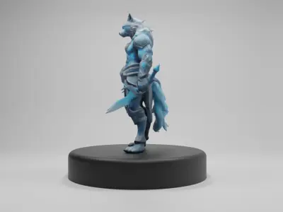 Frost Wolf Assassin 3D Model  Game-Ready Fantasy Character Low-poly 3D model