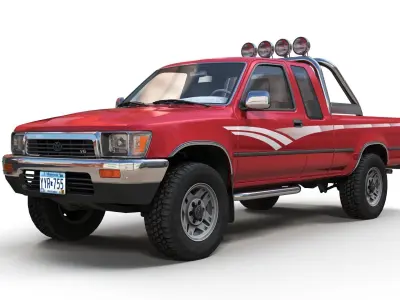 Toyota pickup xtra cab Low-poly 3D model