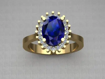 Sapphire Engagement Ring 3D print model
