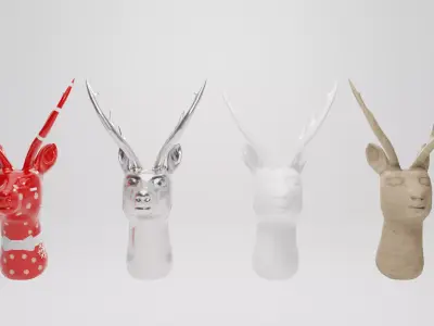 Deer decoration head Low-poly 3D model