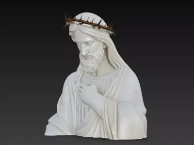 Blessed Christ in Reverence - Crown of Thorns Marble Bust 3D 3D print model