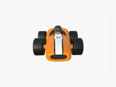 Cartoon Kart F07 Orange - Vehicle Racing Design Low-poly 3D model